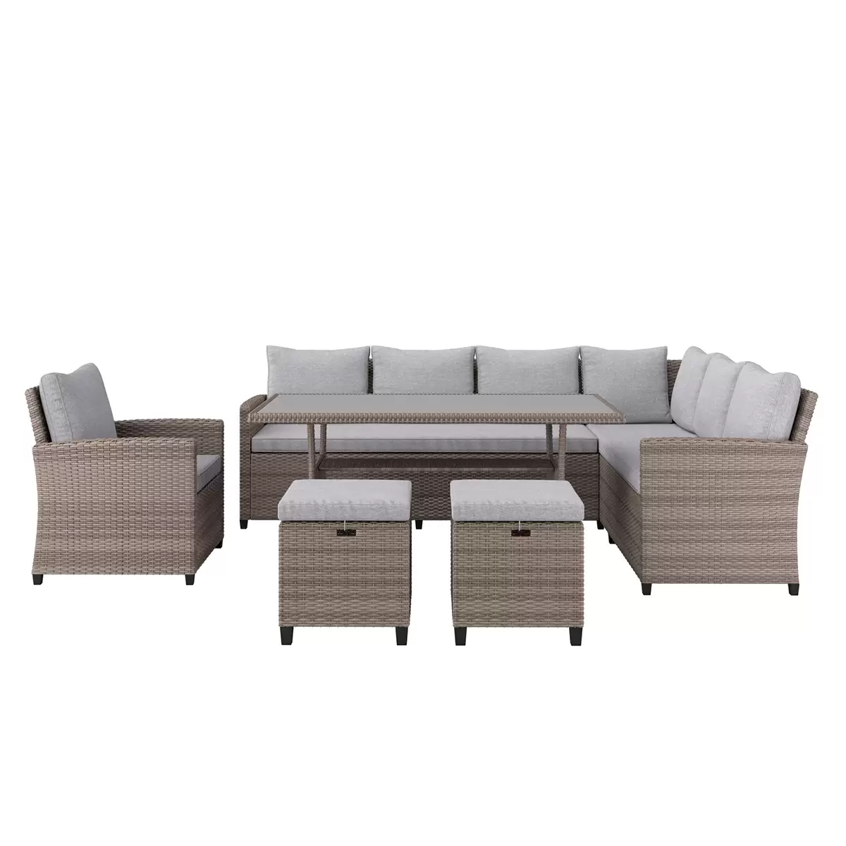 Beldano Loungegarnitur Porto new 5-teilig rechts braun,grau