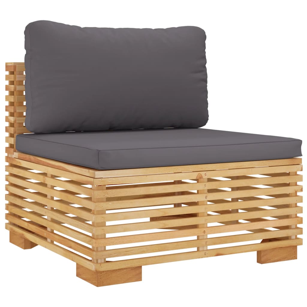 Salon de jardin meuble d'extérieur ensemble de mobilier 3 pièces avec coussins bois de teck solide
