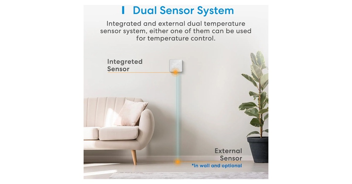 MEROSSMTS200W Smart Wi-Fi Thermostat for Boiler/Water Heating System, 2 stuks  (Wit)