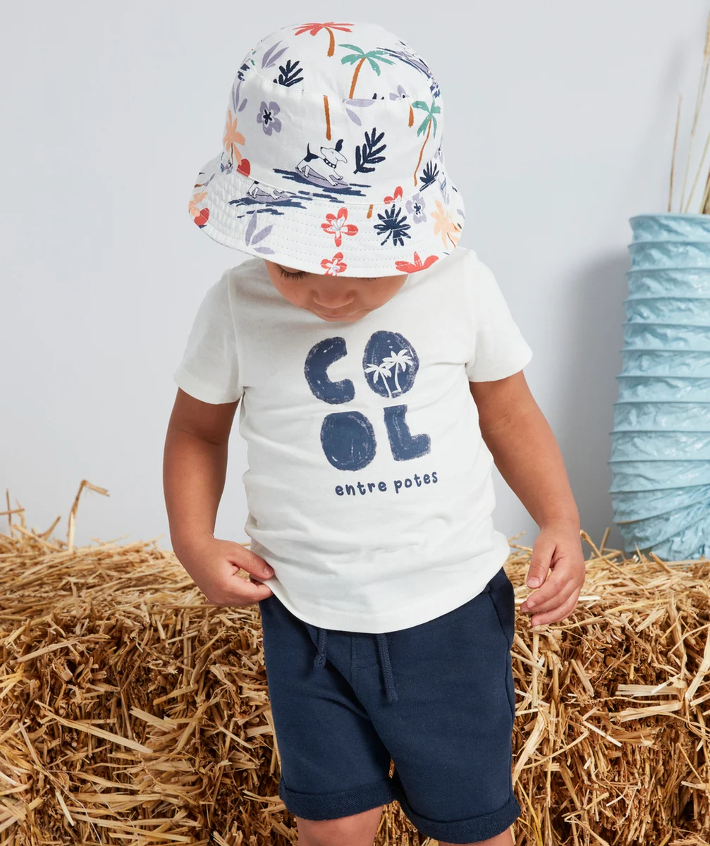 T-SHIRT BÉBÉ GARÇON BLANC EN FIBRES RECYCLÉES AVEC MESSAGE