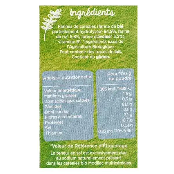 Modilac Mes Céréales Bio Multicéréales Dès 6 mois 250g