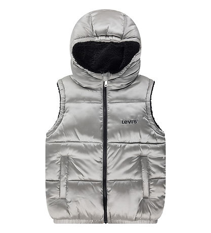 Levis Steppweste m. Fleece - Umkehrbar - Silber/Schwarz