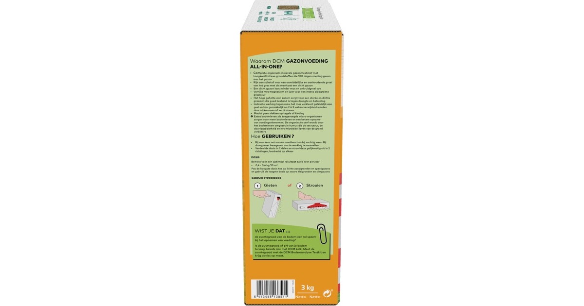 DCMGazonvoeding All-In-One 3 kg meststof  (Tot 60 m²)