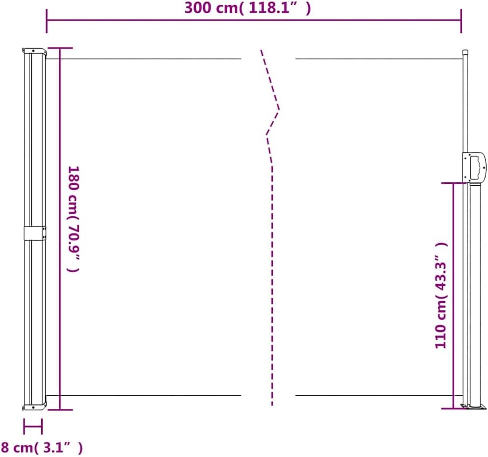 vidaXL Seitenmarkise, Wandmarkise mit PU-Beschichtung, Sichtschutz für Balkon Terrasse Garten, Windschutz Markise, Ausziehbar Anthrazit Polyester