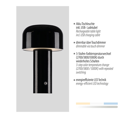 Paul Neuhaus LED-Akku-Tischleuchte »Agnes«, 2er-Set, schwarz