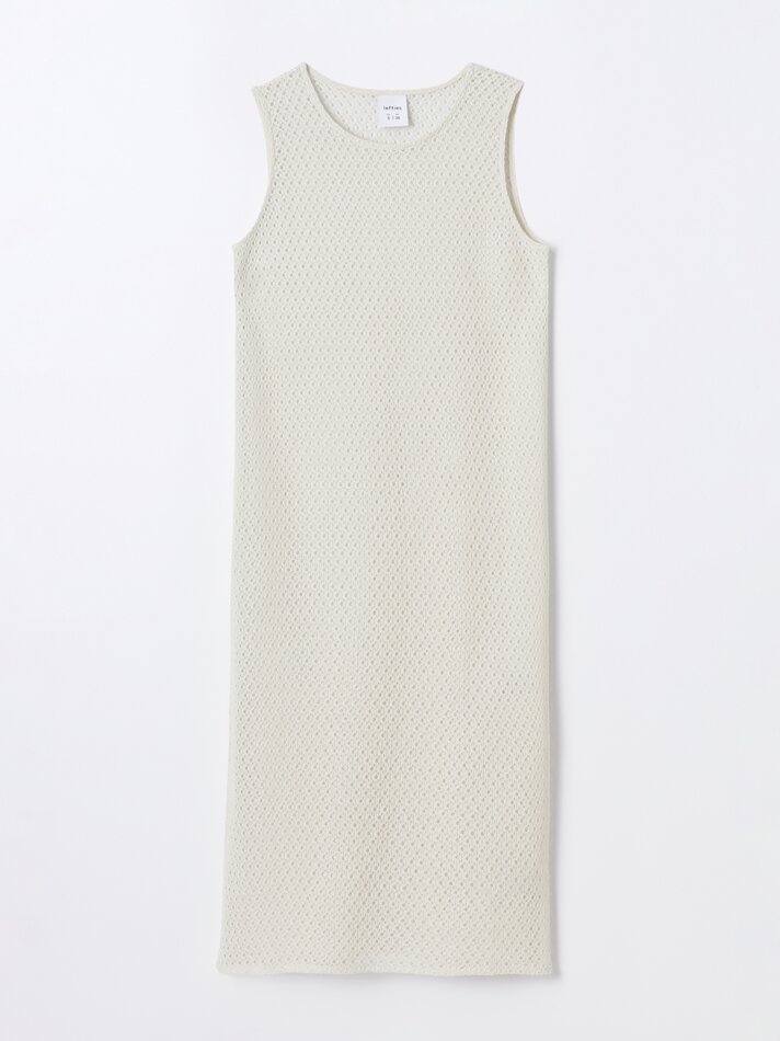 Vestido midi de malha - Branco-creme