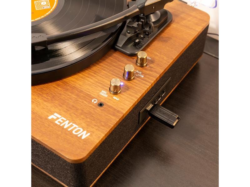 Fenton Plattenspieler mit Bluetooth RP162 Braun Retro Plattenspieler mit Bluetooth