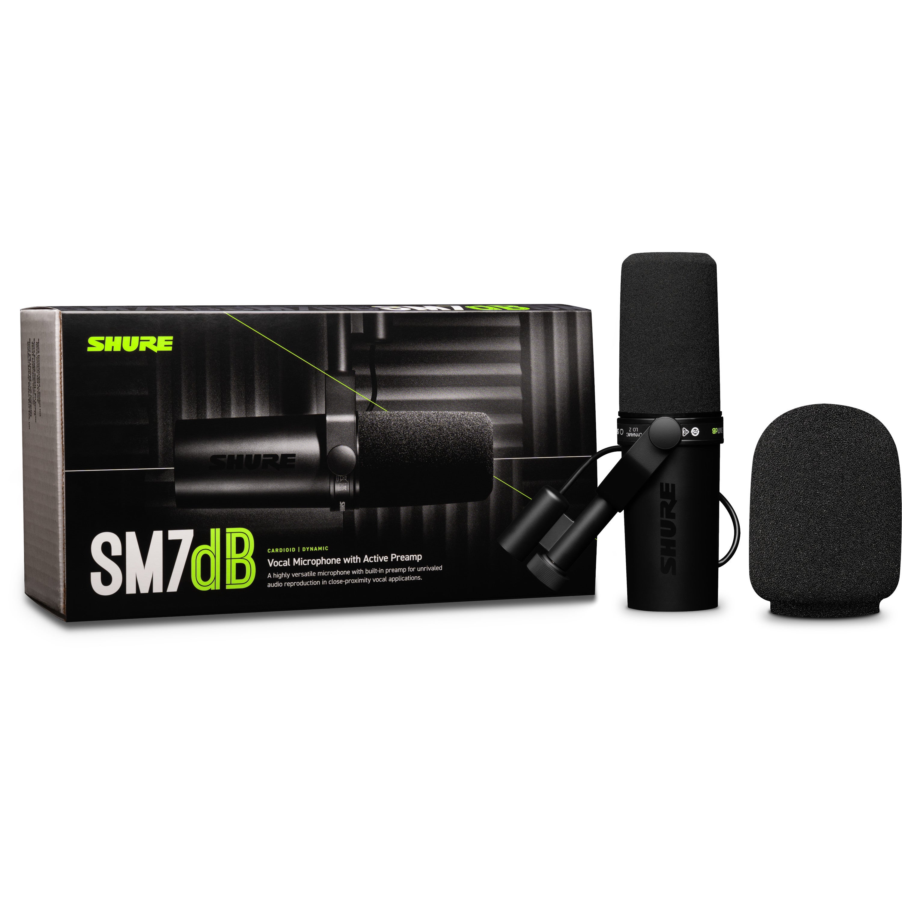 Shure SM7dB dynamische studiomicrofoon met ingebouwde preamp