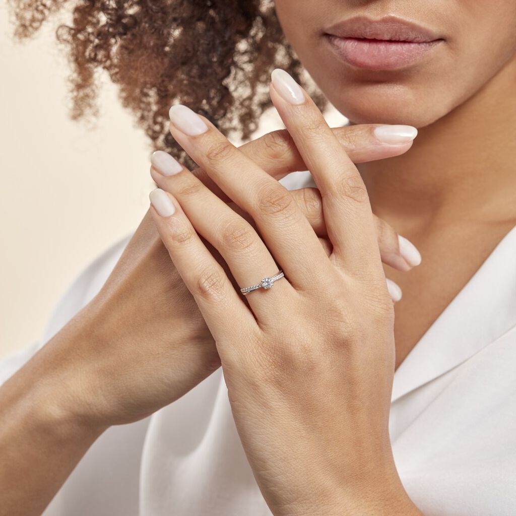 Bague Solitaire Kanel Or Blanc Oxyde De Zirconium