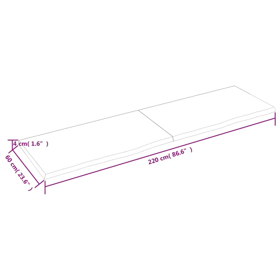 vidaXL - Tafelblad - Bruin - Hout - 220 x 60 x 4 cm