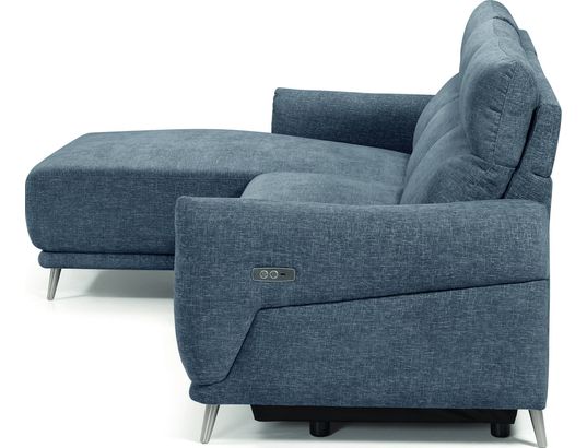 CONCEPT1 - Canapé tissu Munich 2 relax électrique bleu angle gauche