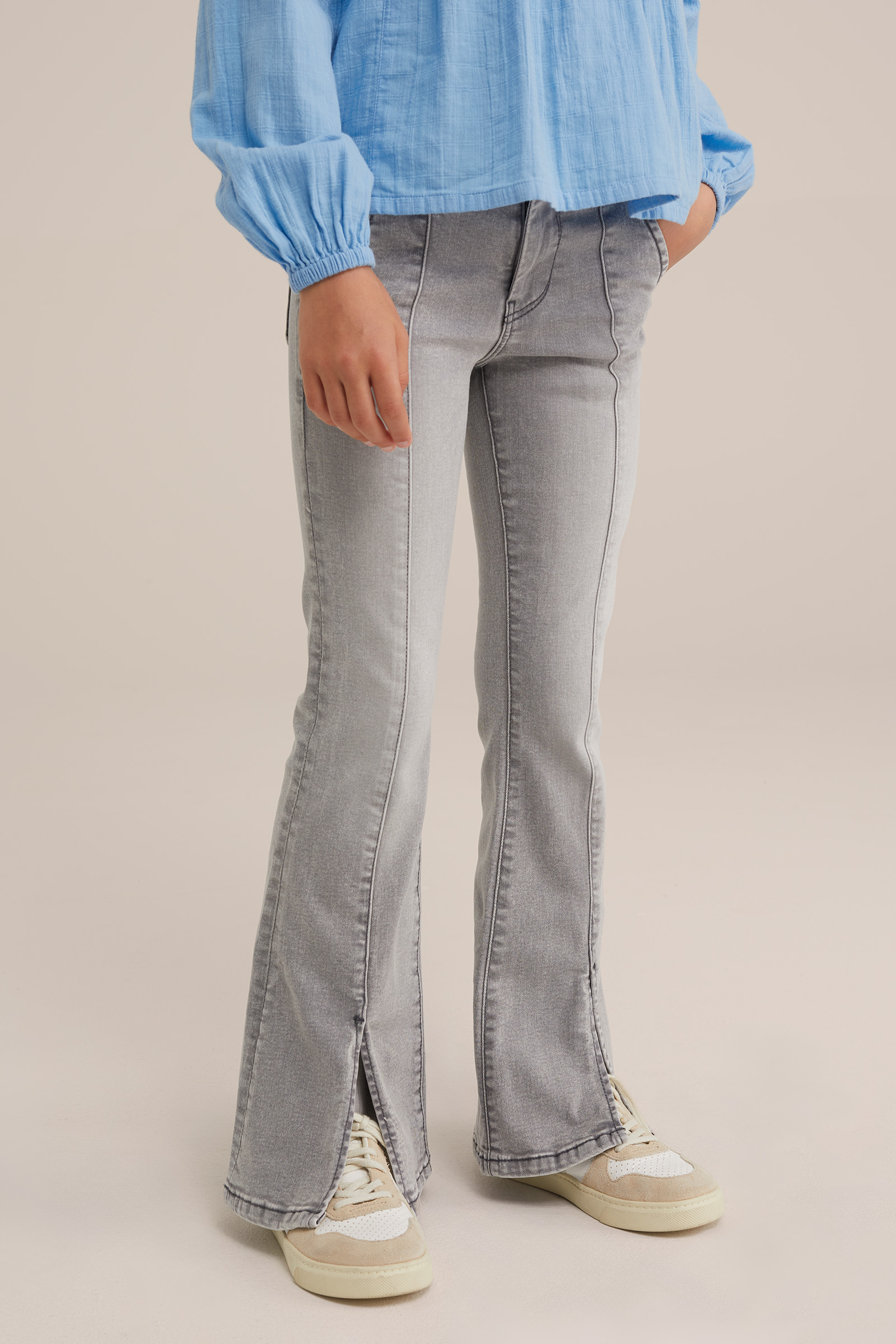 Meisjes flared jeans met stretch Blue Ridge Lichtgrijs