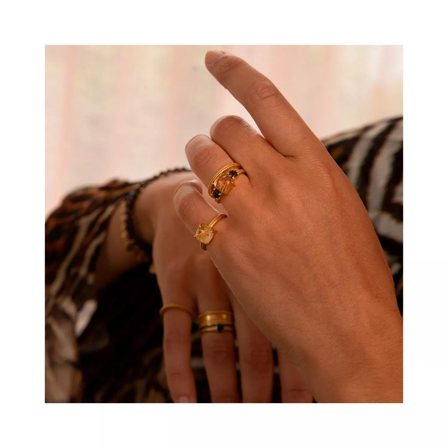 Carré Ring 18 kt. Forgyldt Sølv FR 4413 GRT 48