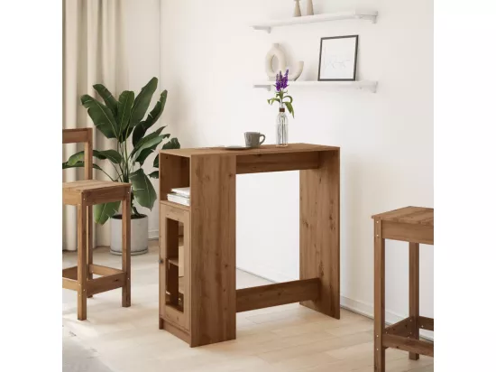 Table de bar avec étagères chêne artisanal bois d'ingénierie