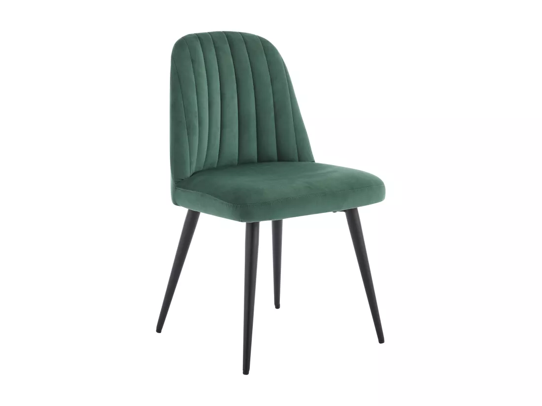 Lot de 6 chaises en velours et métal noir - Vert - ELEANA