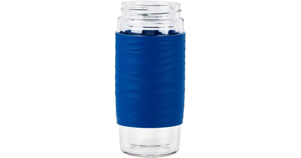 EmsaTea Mug Thermosbeker 0,4 Liter  (Blauw/transparant, Glas, schroefdop)