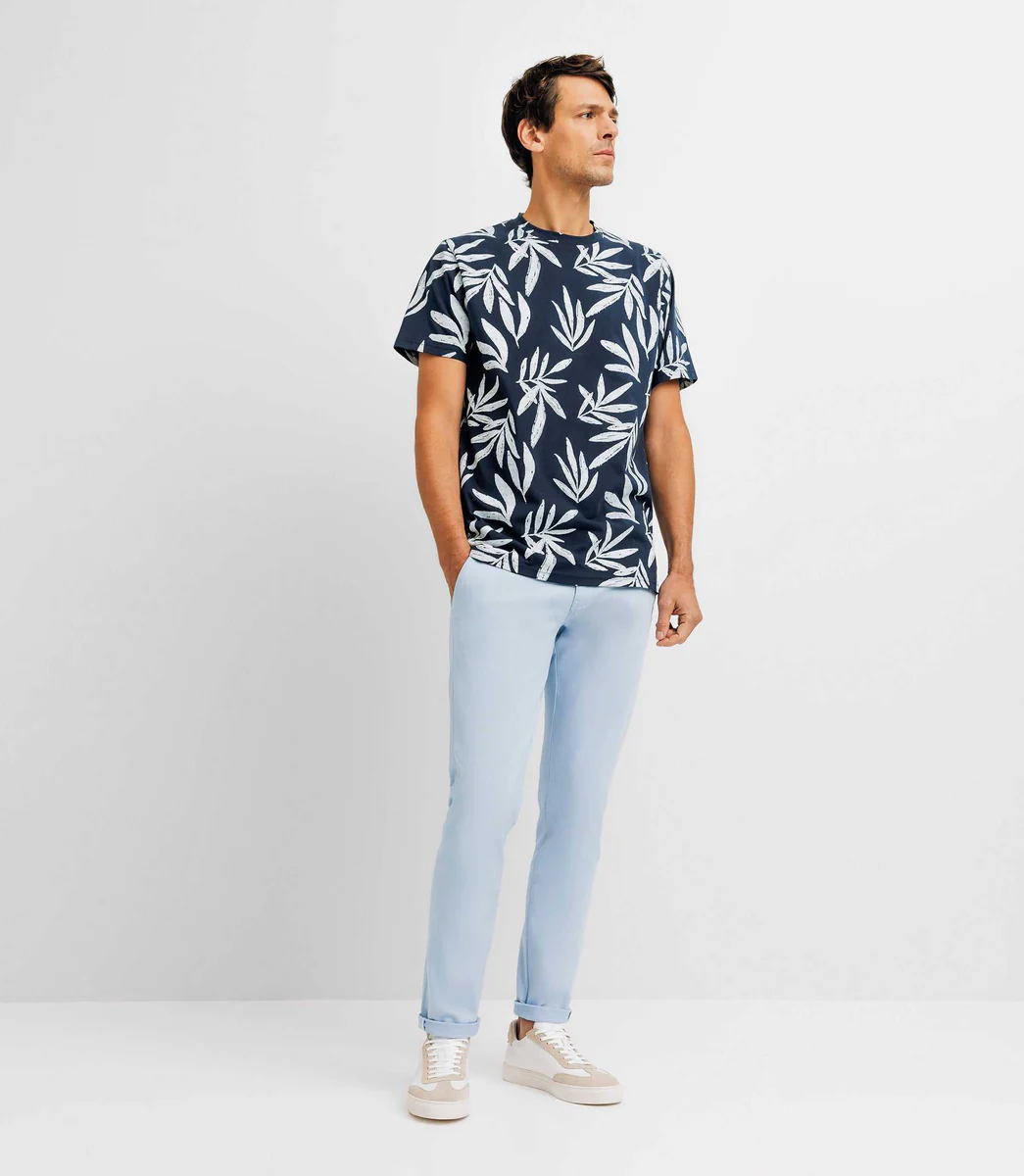 T-shirt à fleurs marine