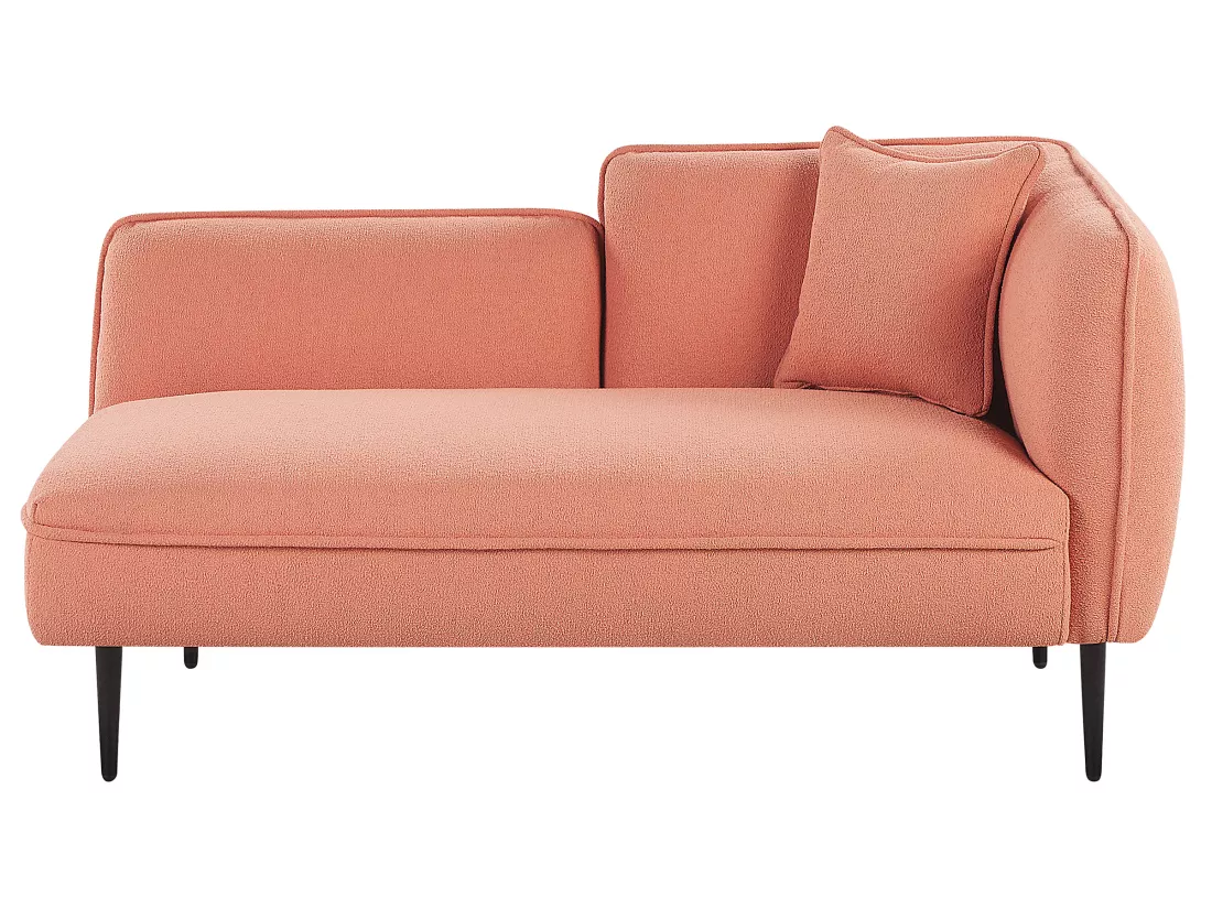 Méridienne angle droit tissu bouclé rose pêche CHEVANNES