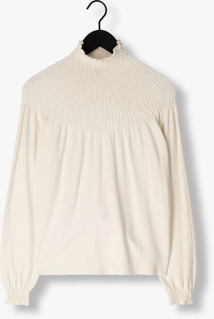 SUMMUM witte summum  smocked sweater basic knit