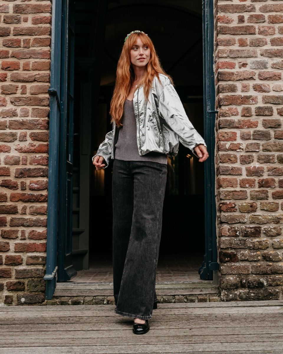 Zinda 2869 Zilvergrijs/Zwart Dames Veterboots