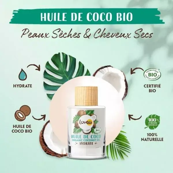 Lovea - Óleo de Coco Orgânico Multiuso - Pele Seca e Cabelo Seco 50ml