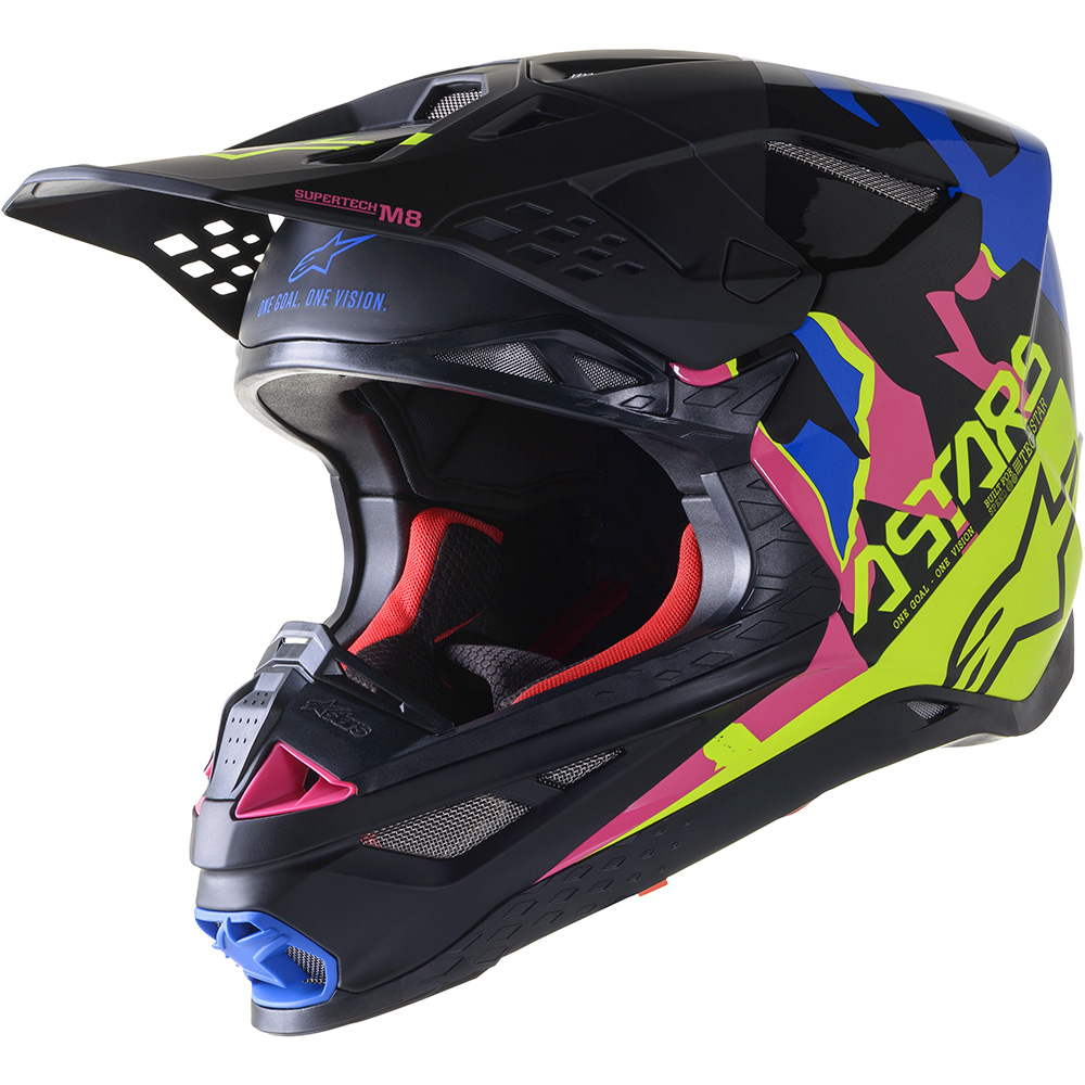Alpinestars - Casque Supertech S-M8 Echo Noir / Bleu / Jaune fluo / Rose
