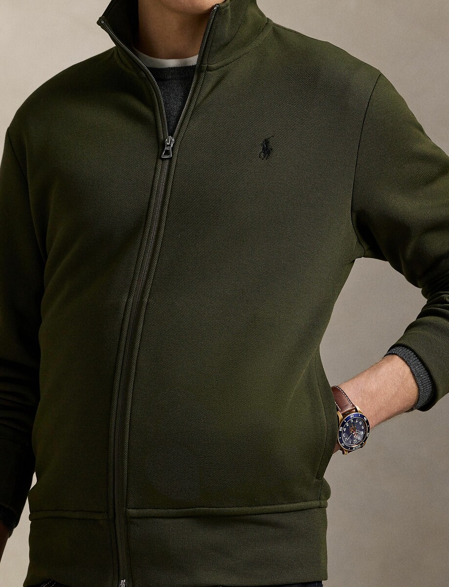 POLO RALPH LAUREN<br>Moletom com zíper confeccionado em tecido de malha dupla