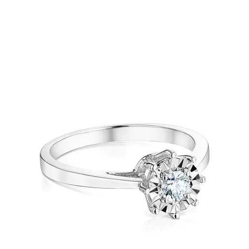 Anel grande em forma de roseta em ouro branco com diamantes de 0,20 ct Les Classiques