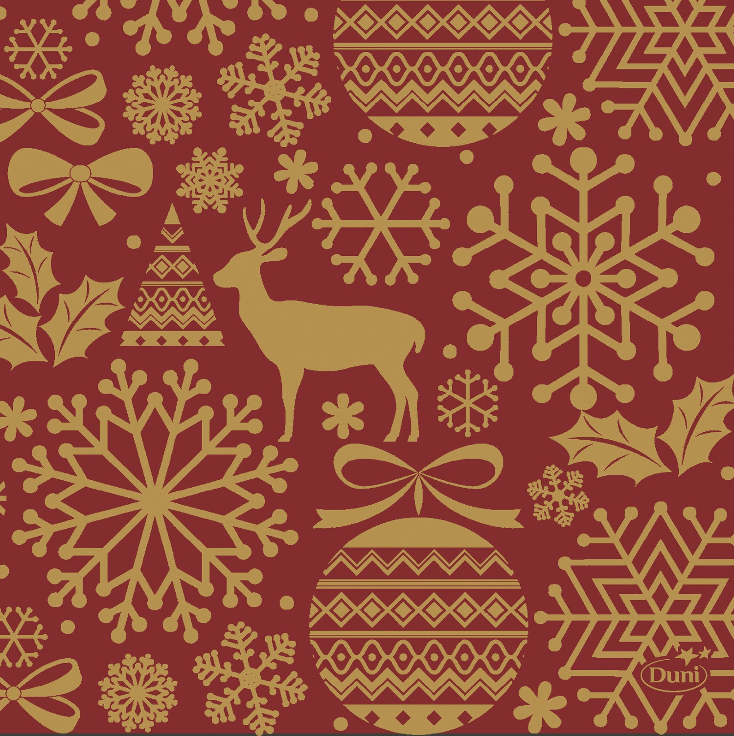 Duni kerstservet Divine Time bordeaux 12 x 12 cm 20 stuks