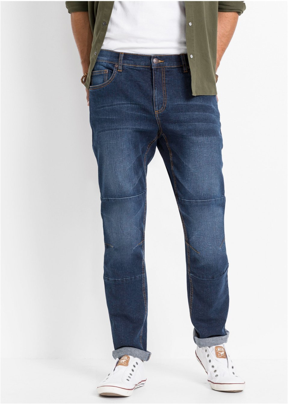 Jean extensible Regular Fit coupe confort pour le ventre, Tapered
