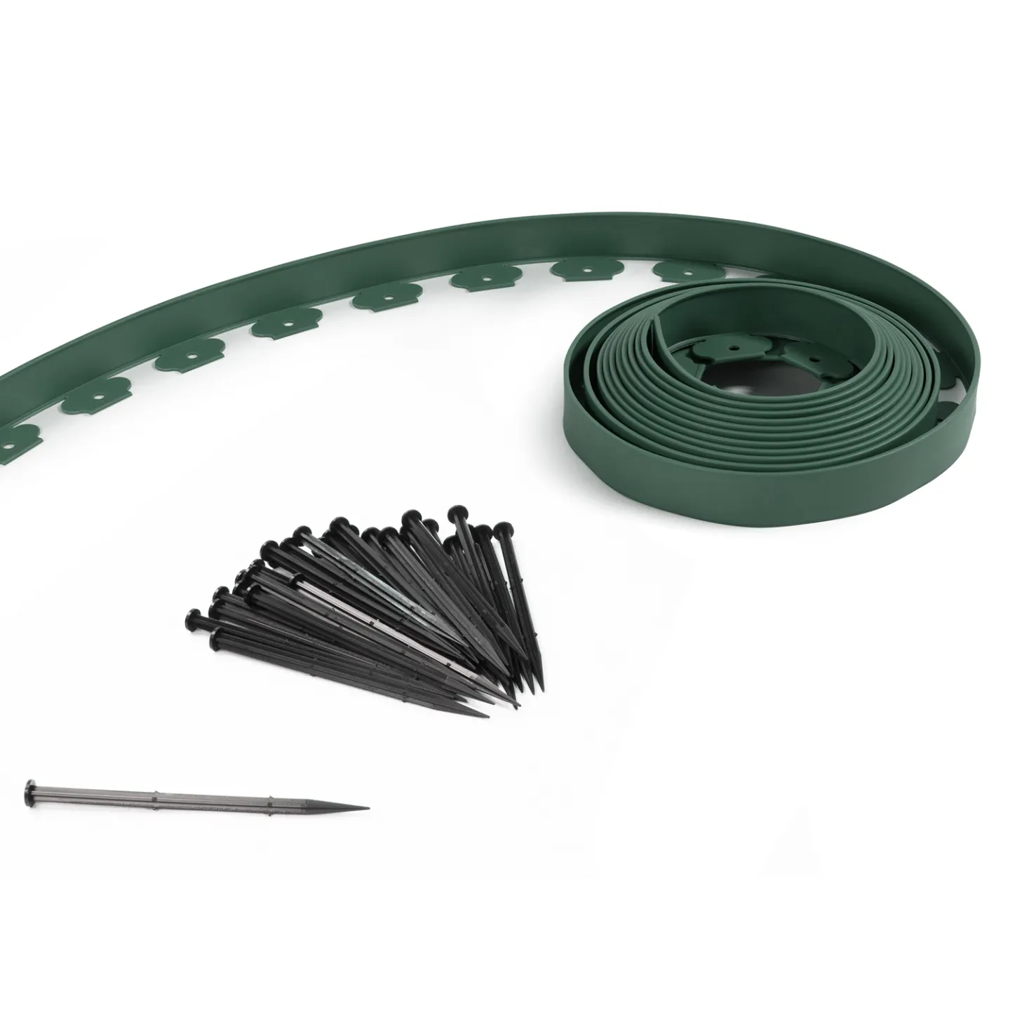 Bordurette de jardin flexible 10 M verte hauteur 5 CM + 30 piquets