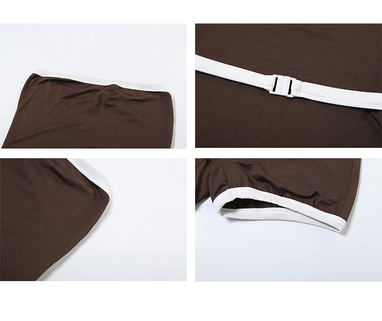 Autuna - Strapless romper met contrasterende rand en slanke pasvorm