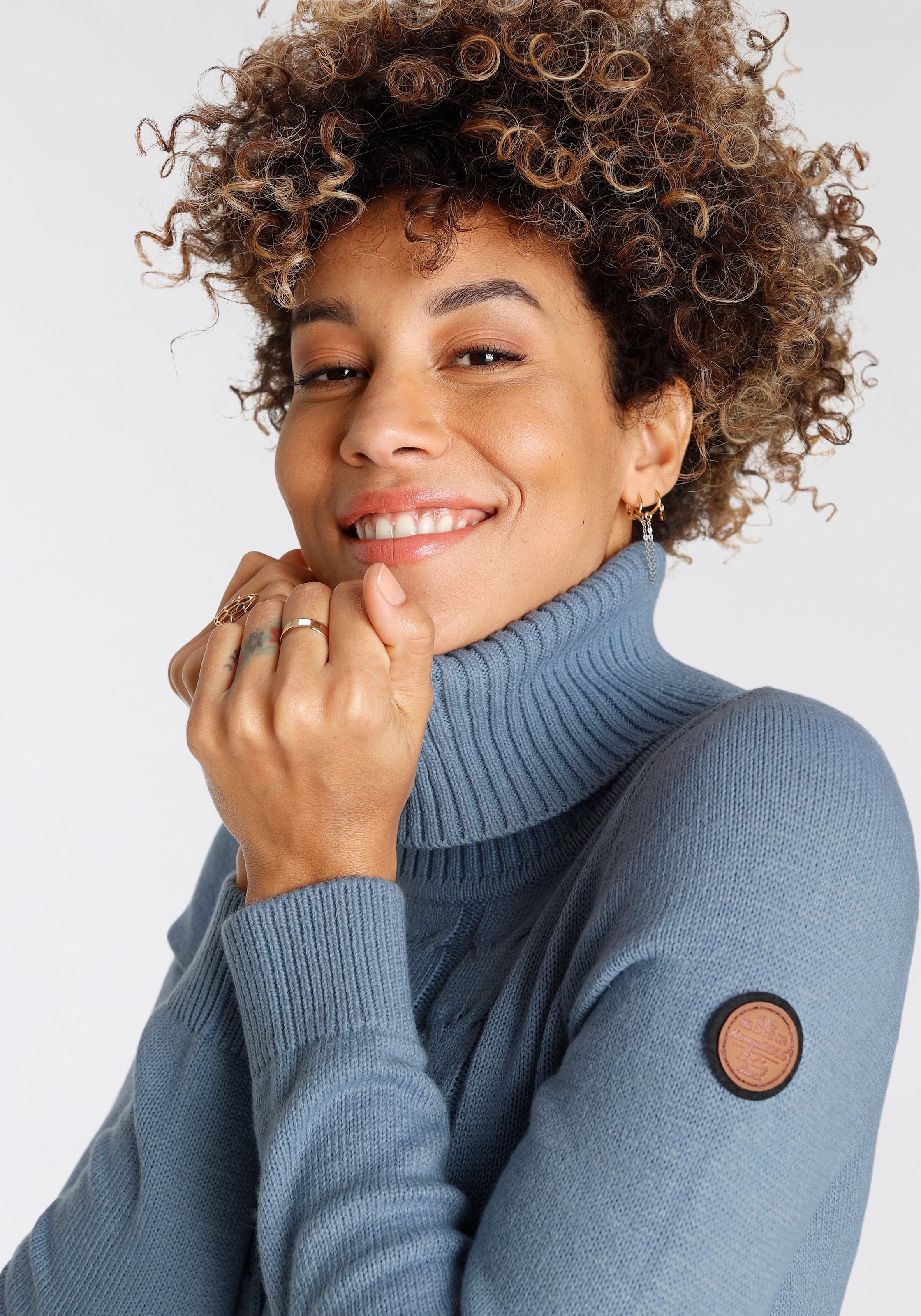 KangaROOS Rollkragenpullover , mit tollem Zopf-Strickmuster