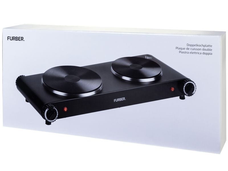 FURBER Doppelkochplatte Schwarz, 1500 W / 1000 W Mobiles Kochfeld