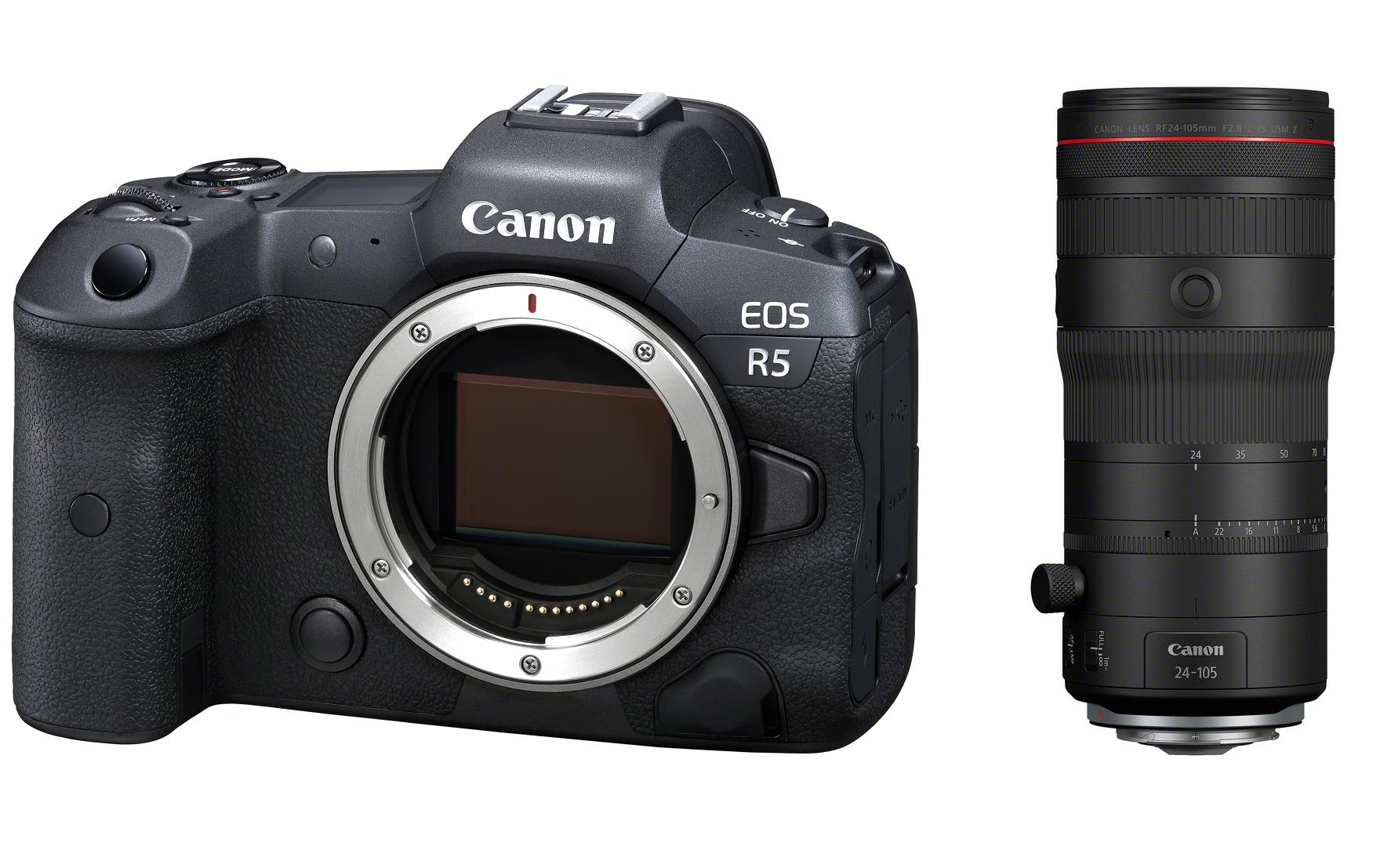 Fotokamera EOS R5 Kit RF 24-105mm F/2.8L IS USM Z<br>Professionelle spiegellose Systemkamera mit intelligentem Autofokus und brillanter Motiverkennung