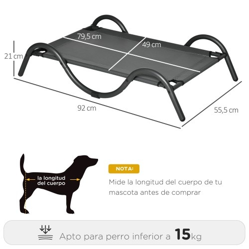 Cama elevada Pawhut cinza para cães de pequeno e médio porte.