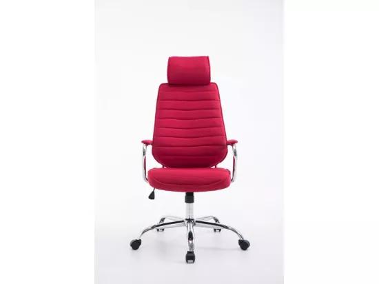 Chaise de bureau - Tissu & Métal chromé - Rouge - Rako