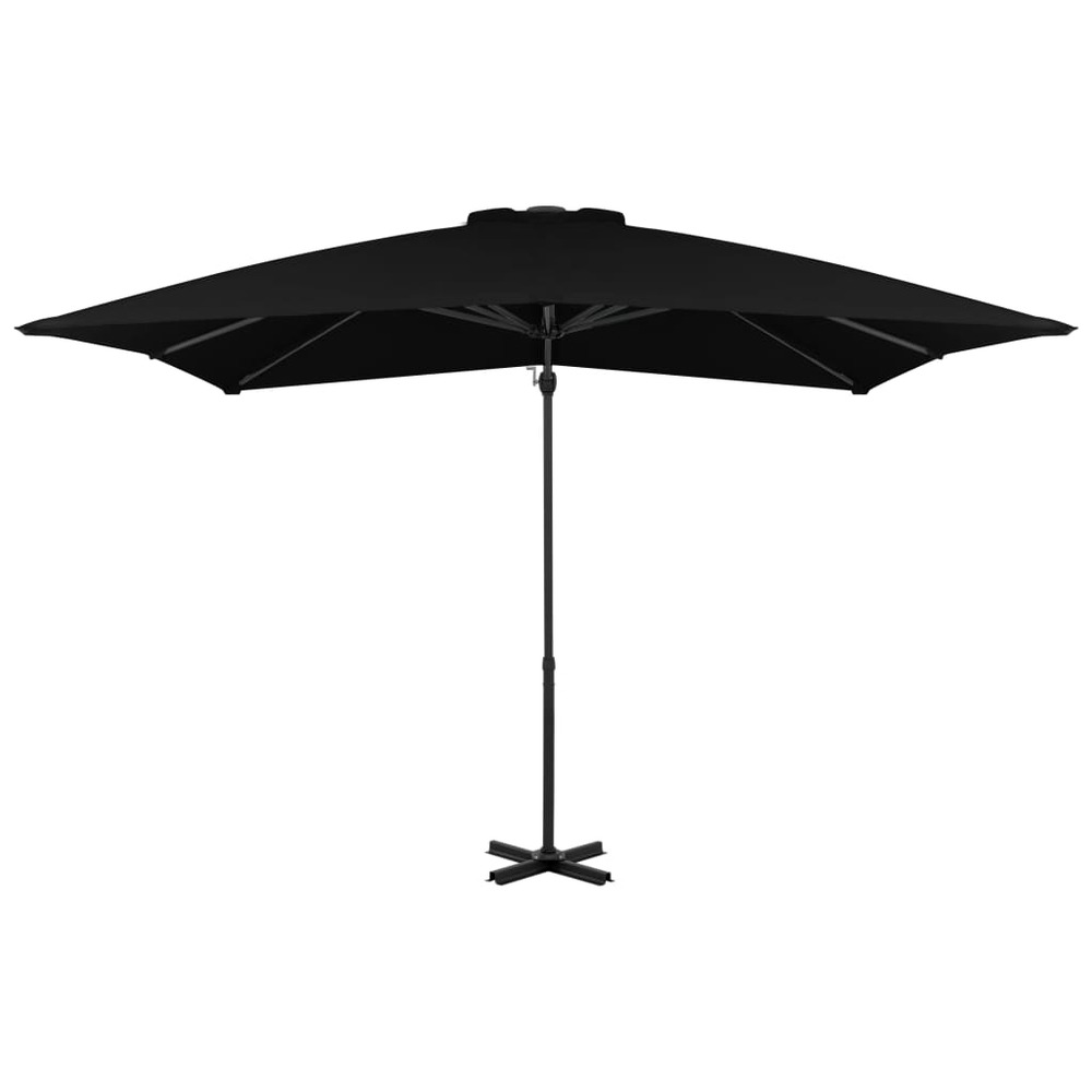 Parasol déporté et mât en aluminium 250 x 250 cm noir
