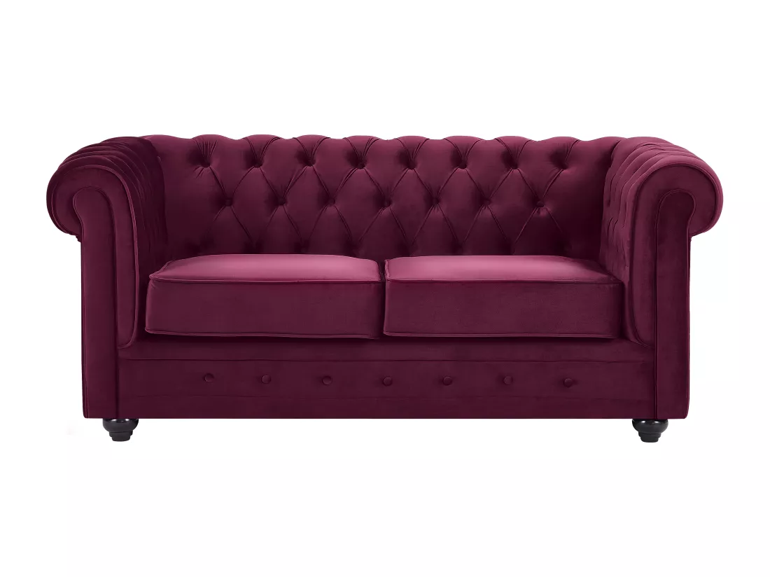 Canapé 2 places velours pourpre CHESTERFIELD