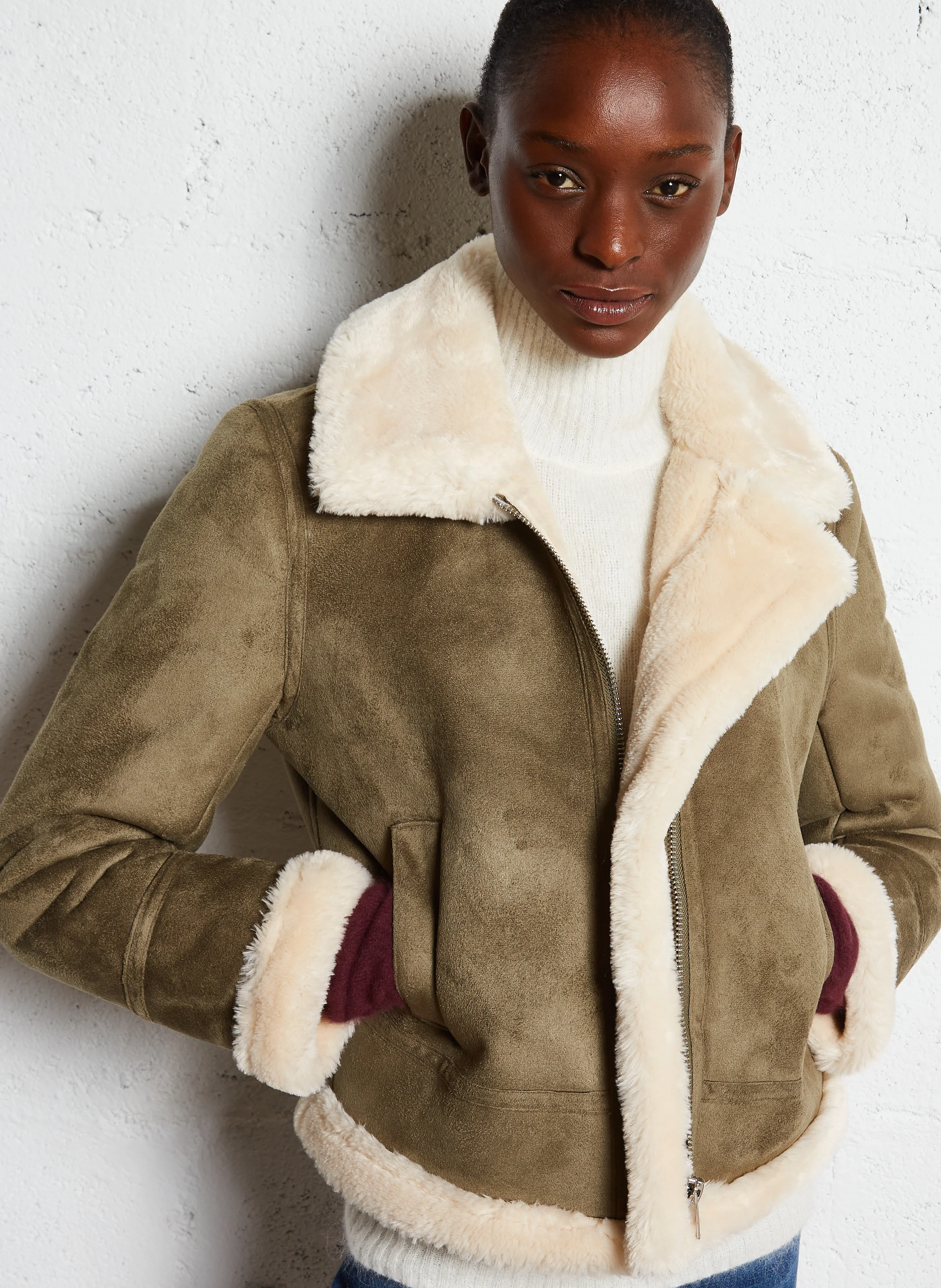MALVINO - Manteau court col classique | Vert