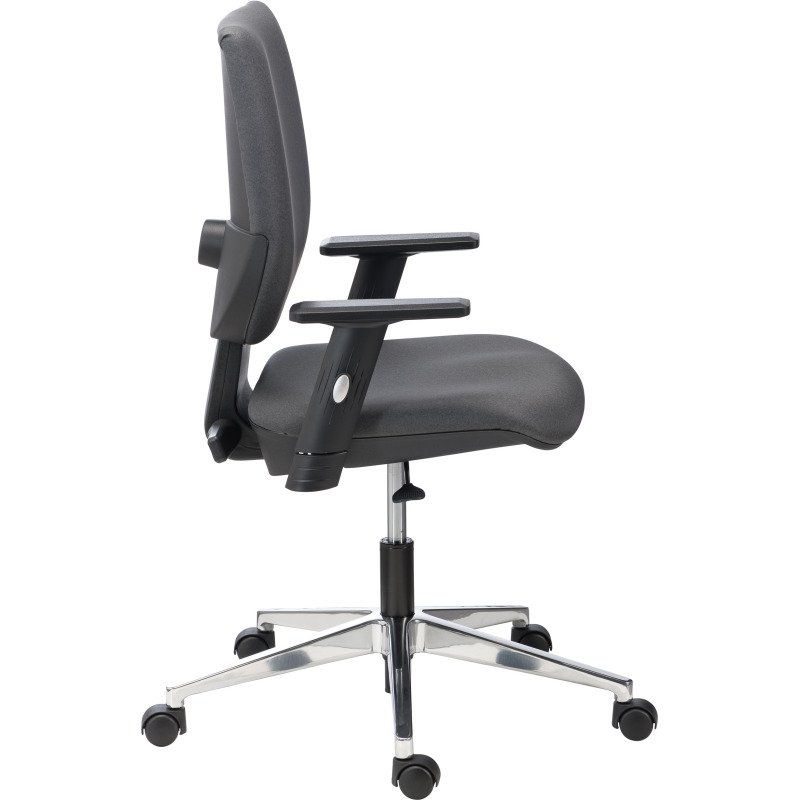 Chaise de bureau Nao simili cuir anthracite - dossier bas - avec ou sans accoudoirs - mécanisme Contact permanent - pieds aluminium