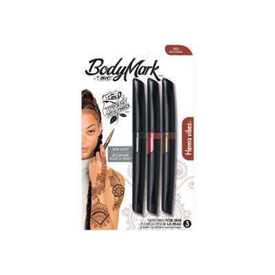 BIC BodyMark Henna Vibes - 3 marqueurs tatoo + 2 pochoirs