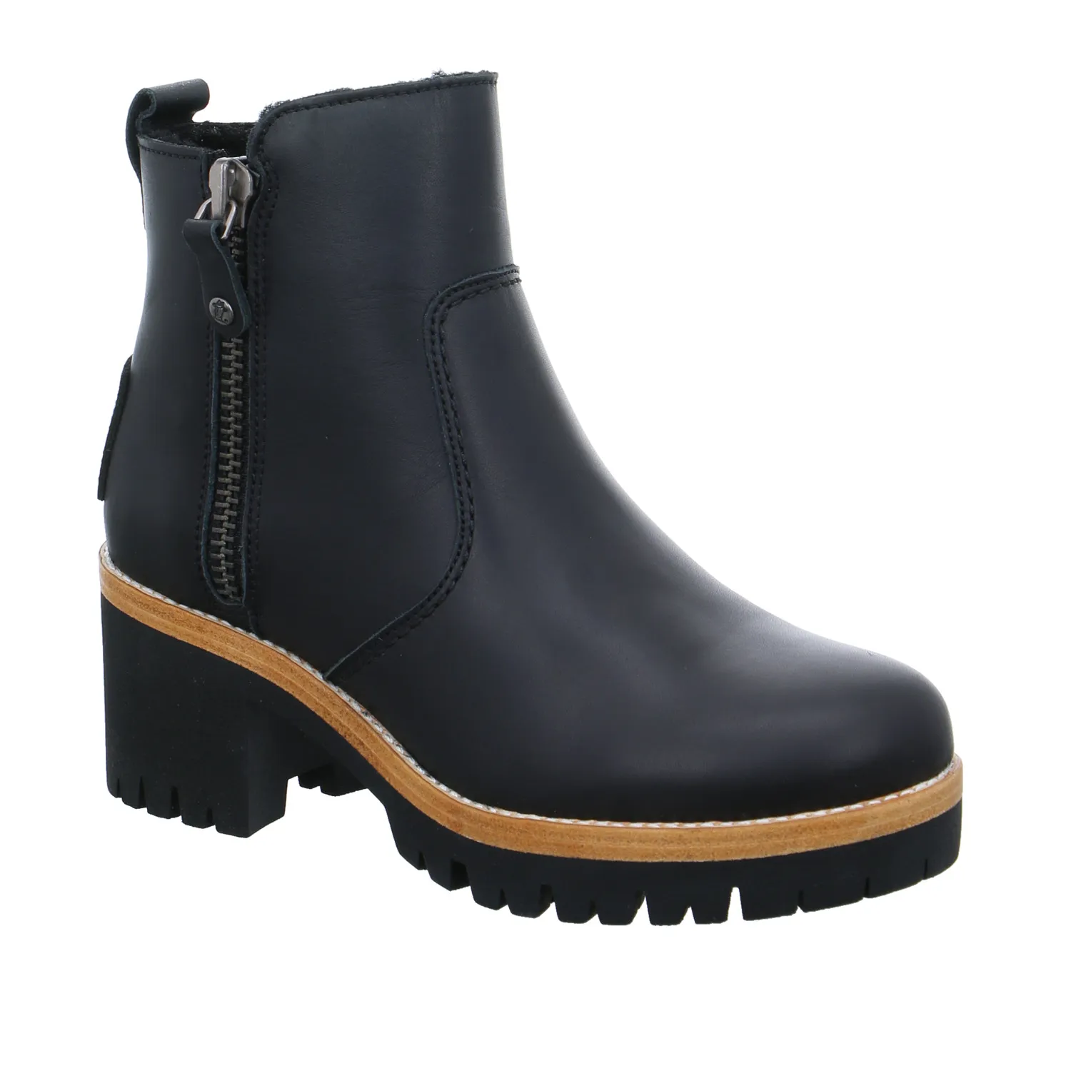 PANAMA JACK Stiefelette Schwarz Leder  mit Lammfell - Innenfutter