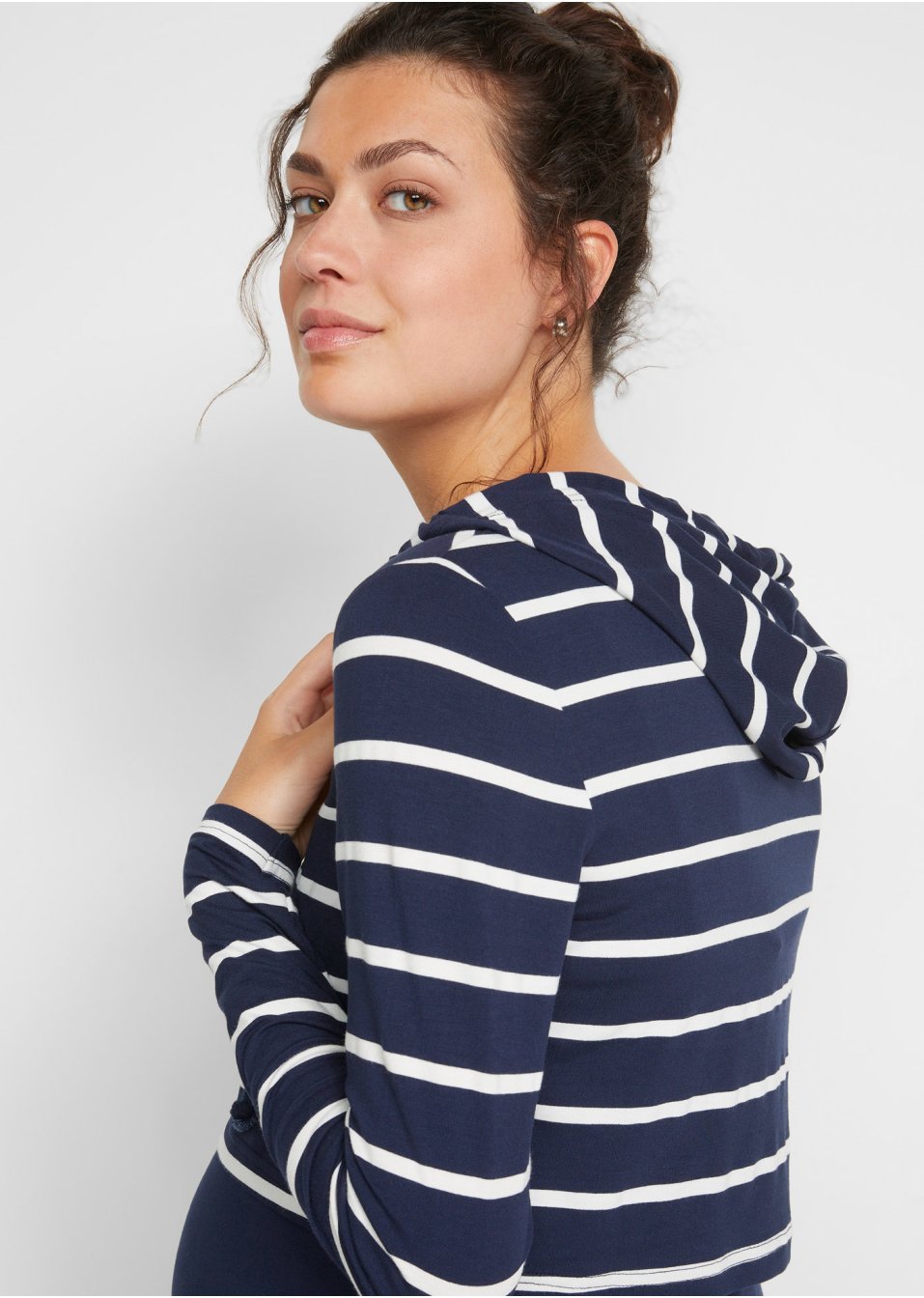 Robe de grossesse et d'allaitement avec pull à capuche en viscose