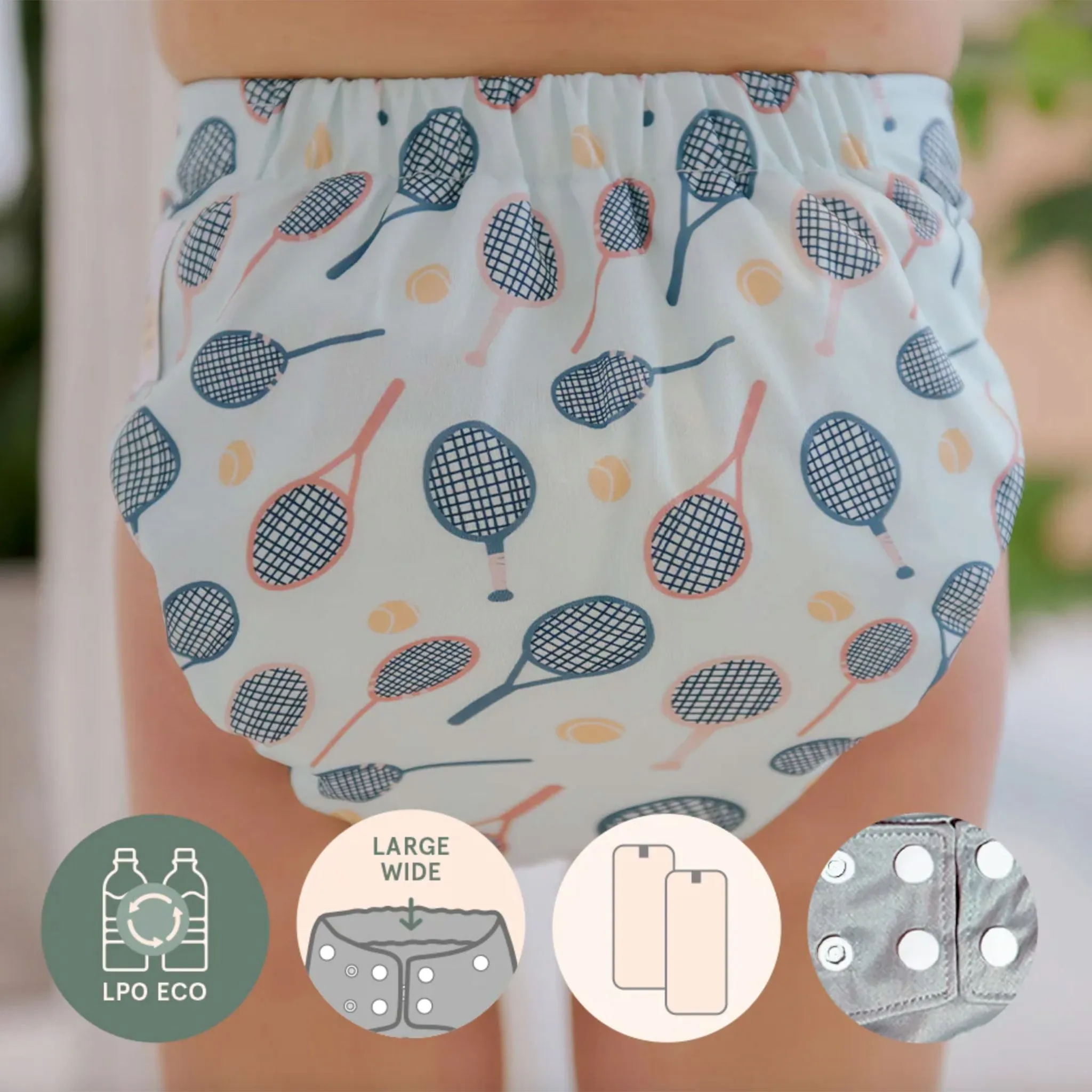 La Petite Ourse Couche Lavable Élastique Large 10-35lb - Tennis