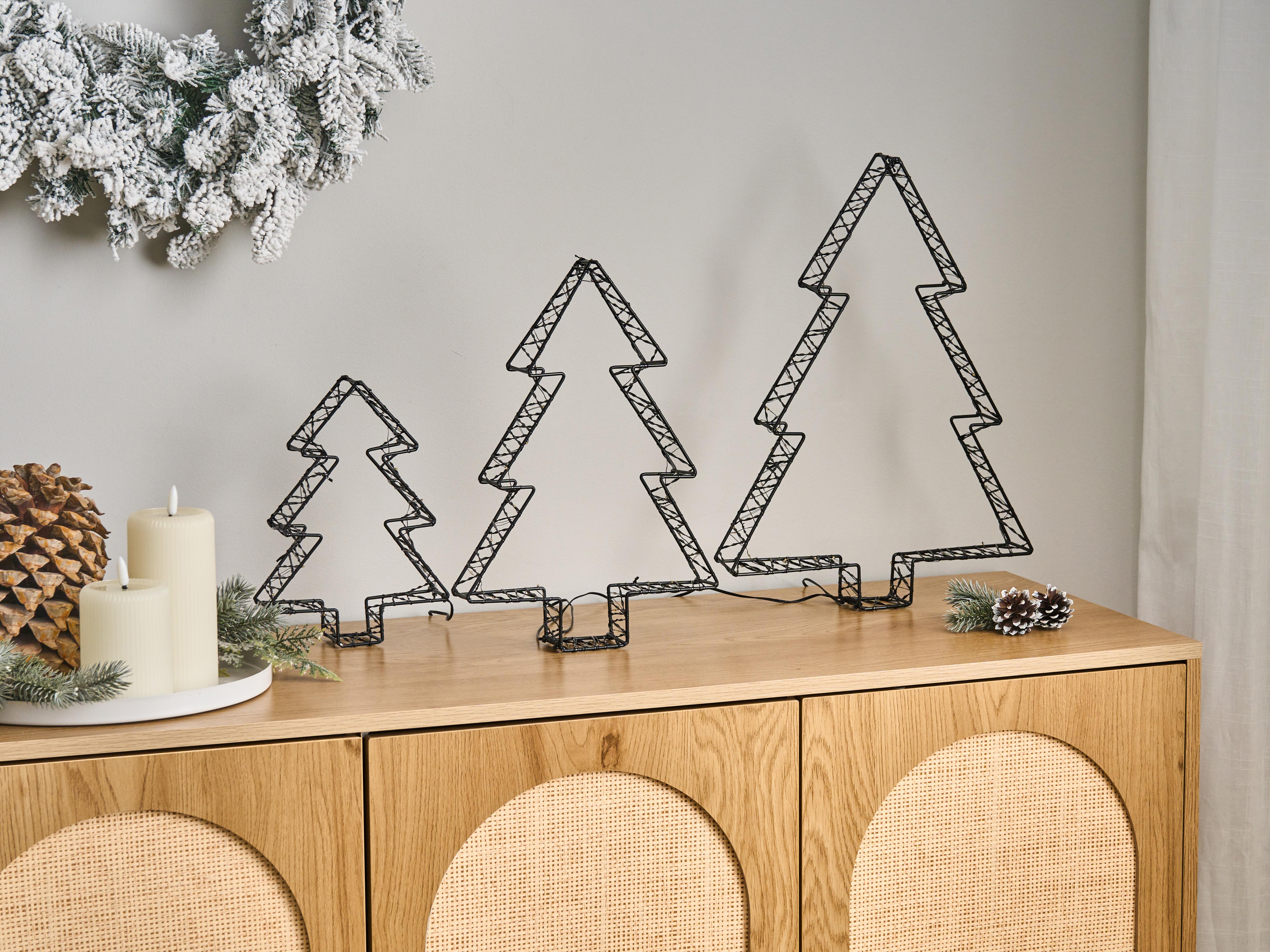 Buitendecoratie LED LOFSEN Kerstboom 45/35/25 cm Zwart