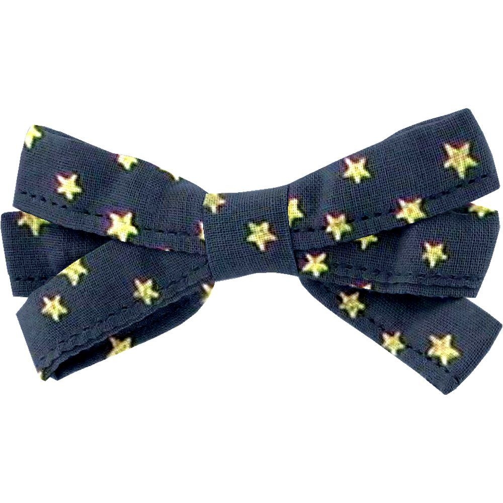 Barrette Noeud Ruban Etoile Or Marine