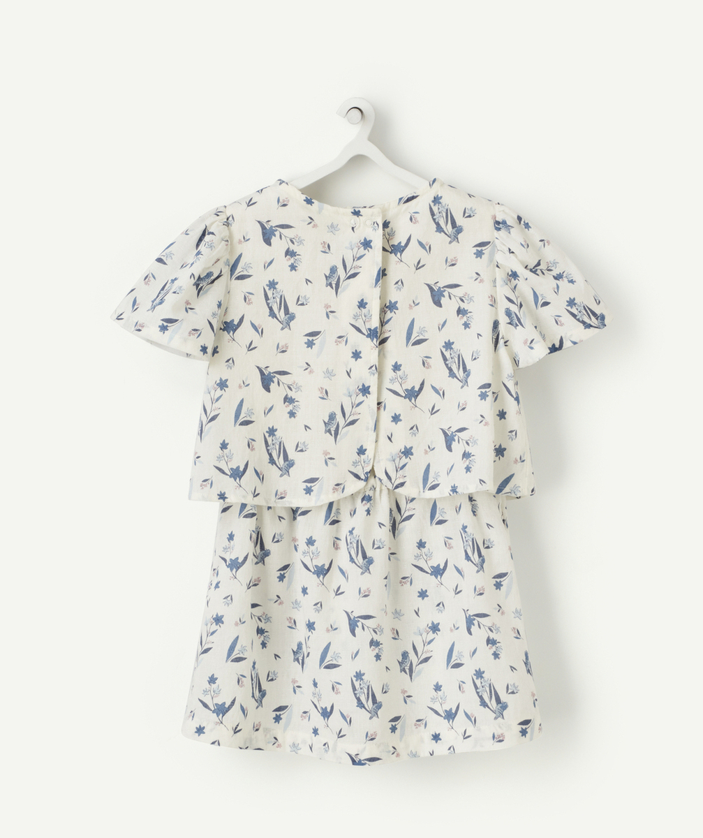 ROBE BÉBÉ FILLE EN COTON AVEC EMPIÈCEMENT ET IMPRIMÉ
