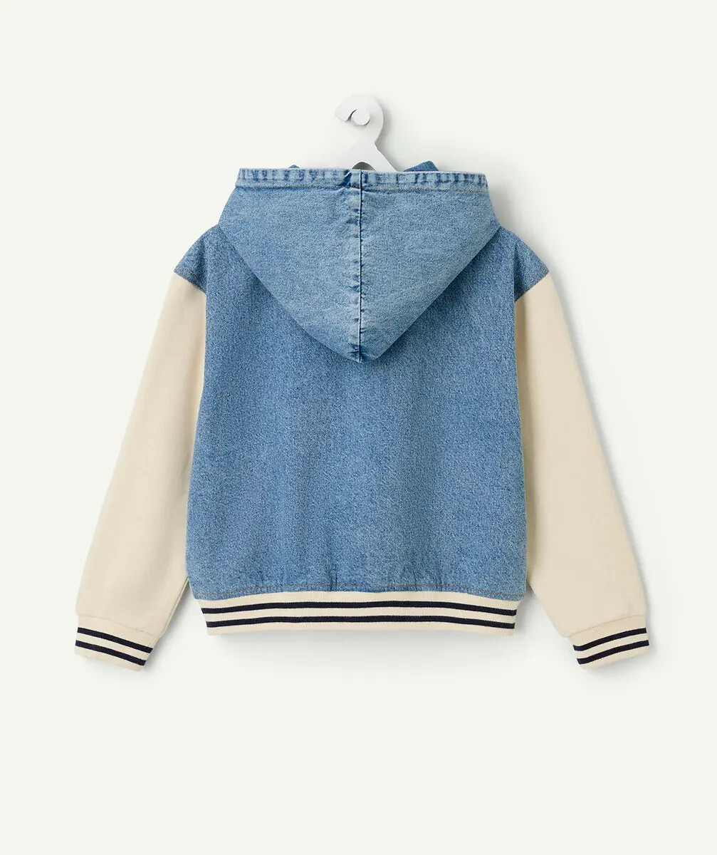 TAPE A L'OEIL<br>Jaqueta Teddy com capuz em jeans e fleece