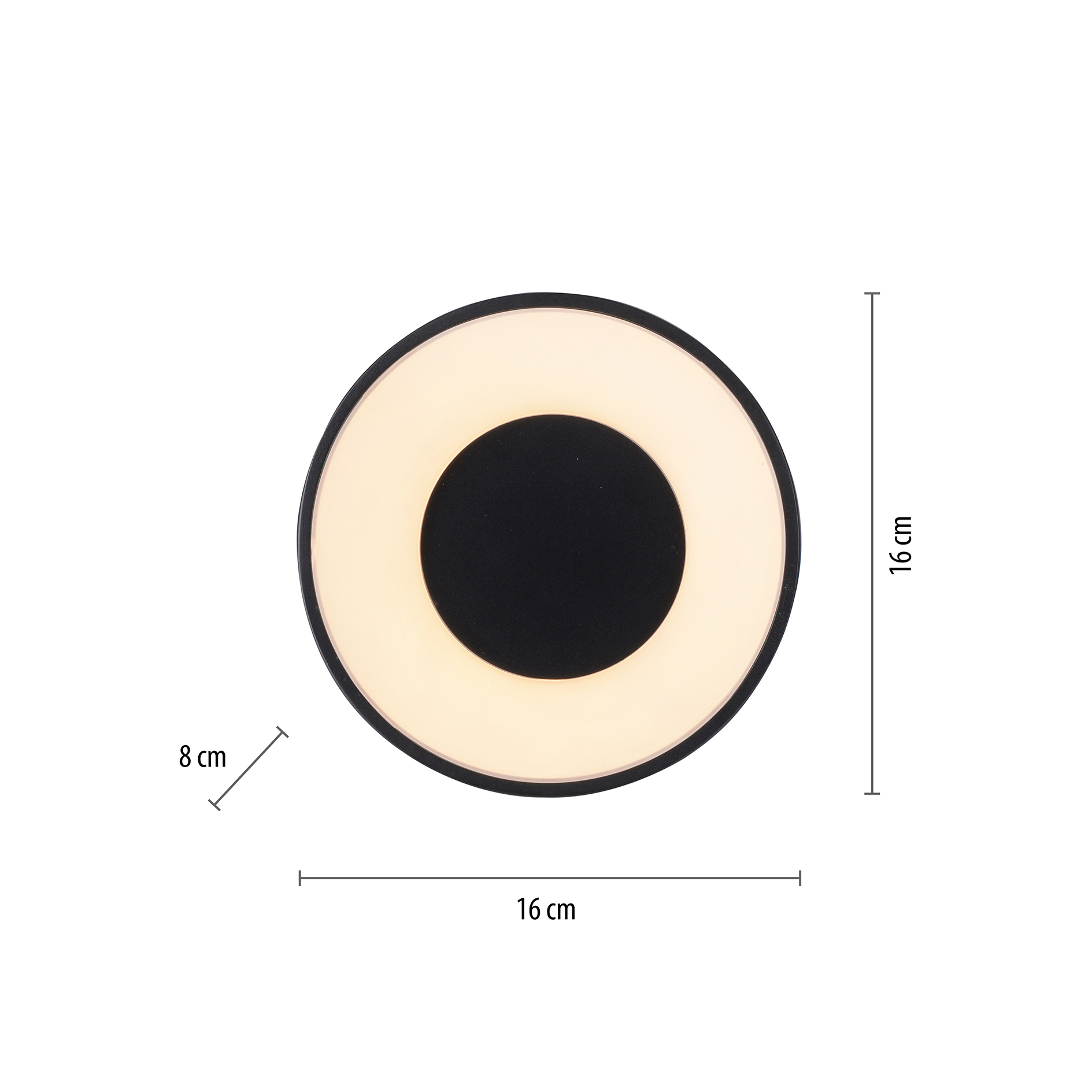LED-Deckenleuchte - schwarz - dimmbar - Ø 16 cm